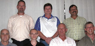 Front (L to R): Dennis Hoffman, Gerhard Swarts, Peter Zietsman, Kobus Reinecke; Back: Fronnie Knoetze, Rickus Kriel, Piet van Rensburg